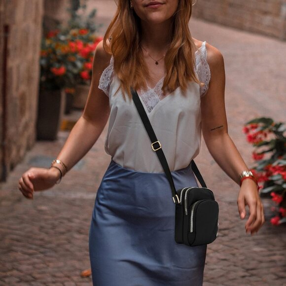 Women's Black-b Small Cell Phone Purse Crossbody Wallet Cute Single Shoulder Bag - Picture 8 of 8